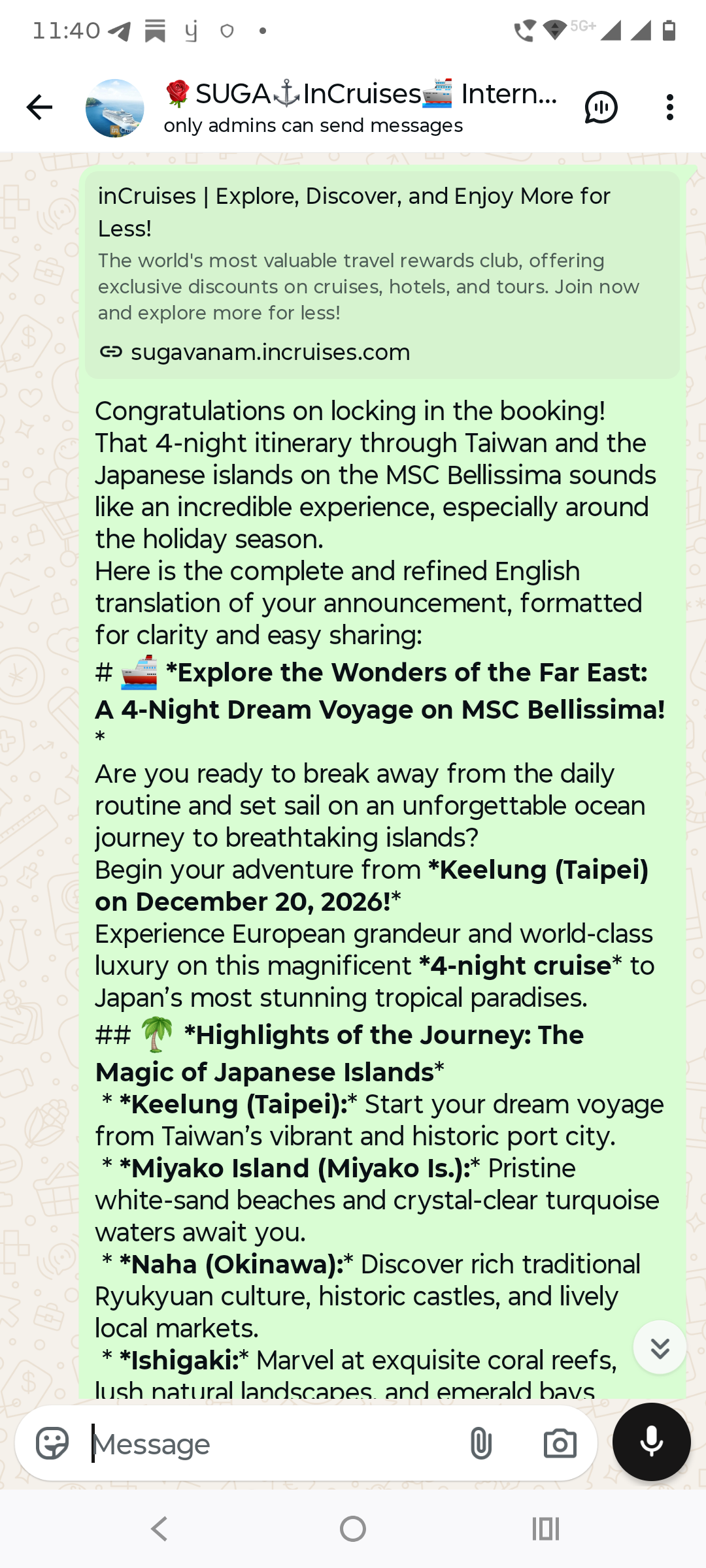 Taiwan Japan International Cruise Travel and Tours